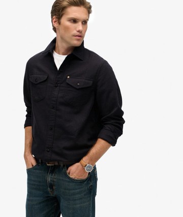 Superdry Men's The Merchant Store - Ranch Shirt Black Size: XL