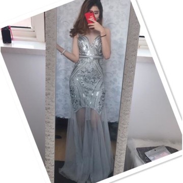 宴會晚禮裙修身魚尾長款簡約伴娘時尚秋冬連衣裙主持人禮服女年會