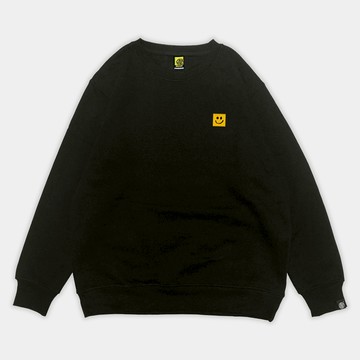微笑小標大學T  黑色/藏青