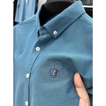 100%純棉長袖襯衫男2025秋季新款長袖襯衣休閑男士牛津紡刺繡寸衫