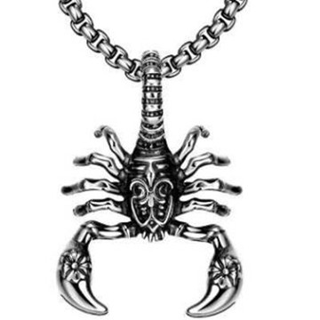 鈦鋼項鍊 吊墜-歐美搖滾復古蠍子情人節生日禮物男配件73cm96【獨家進口】【米蘭精品】