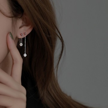 《現貨》眉兒銀飾 925純銀 鑽球螺絲耳環 純銀耳環 銀耳環 轉珠耳環 光珠