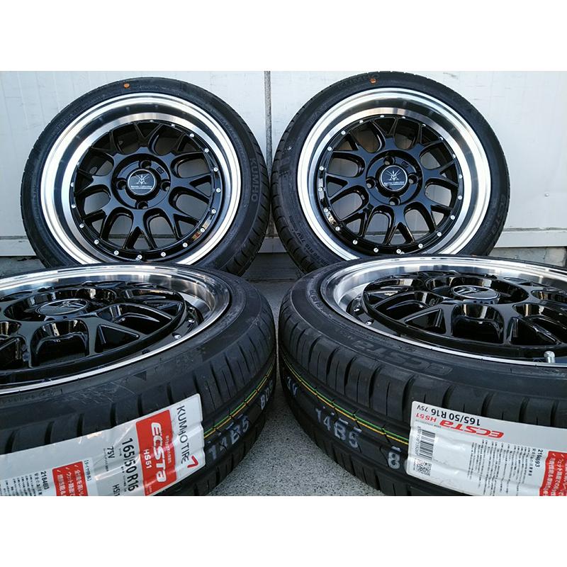 クムホ HS51 165/40R16 165/45R16 165/50R16 N-BOX スペーシア タント デイズ ムーブ ミラ タイヤホイール  16インチ BD00 新品4本セット | LINEショッピング