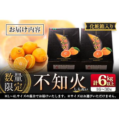 ふるさと納税 数量限定 不知火 (化粧箱入り)計6kg以上(2箱) フルーツ 果物 柑橘 みかん 黒箱 国産 食品 デザート くだもの 果実 蜜柑 送料無料_C.. 宮崎県日南市