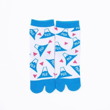 TABI-JI奈良足袋襪(分趾襪)-中高筒襪(13-18公分)-富士山(淺藍/藍)