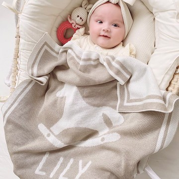 個性化毛毯/木馬【姓名/生日】嬰兒禮物個性化禮品60x80cm