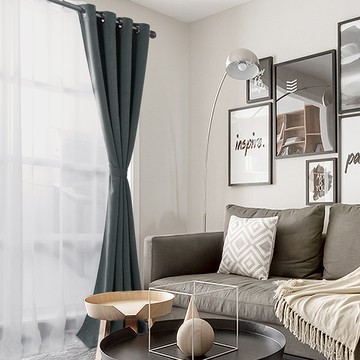 comet 打孔式隔熱遮光窗簾 附窗簾綁帶  230 x 145cm  炭灰色