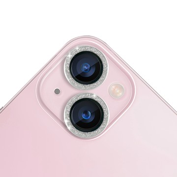 Timo iPhone 15 /15 Plus 鏡頭專用 星塵閃鑽 玻璃鏡頭保護貼膜(內含鏡頭環2顆)-銀鑽