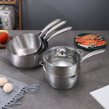 家用不銹鋼雪平鍋一體無涂層寶寶加厚輔食奶鍋泡面湯鍋廠家