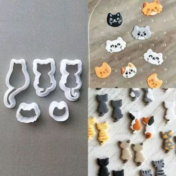 桃子軟陶DIY猫咪形狀模具軟陶粘土DIY切模猫猫軟陶模具 翻糖模具 黏土工具