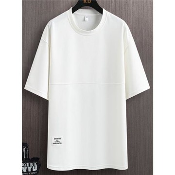 白色華夫格t恤男夏季薄款冰絲短袖男款潮牌寬松半袖體恤簡約上衣