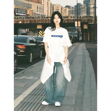 WASSUP HEODS潮牌短袖T恤男女夏季新款百搭純棉寬松情侶休閑上衣