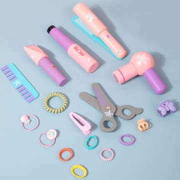 【臺灣-出貨】兒童木質理髮玩具套裝仿真過家家剪髮梳子吹風機化妝男女孩禮物FAFF