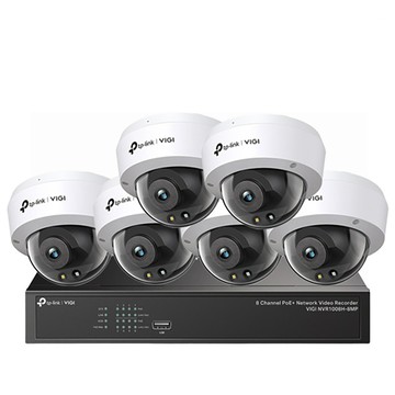 TP-Link 昌運監視器 組合 VIGI NVR1008H-8MP 8路 PoE+ 網路主機+VIGI C250 VIGI 5MP 全彩球型監視器*6