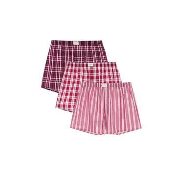 GIORDANO 男裝寬鬆四角褲(三件裝) - 68 紅白格紋