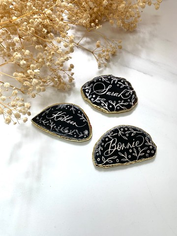 【客制】瑪瑙石 宴會座位牌 Place Card 西洋書法名字定制