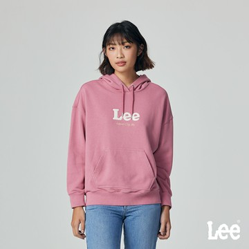 Lee 女款 寬鬆版 OVERSIZED 胸口毛巾繡大LOGO 帽T | Modern