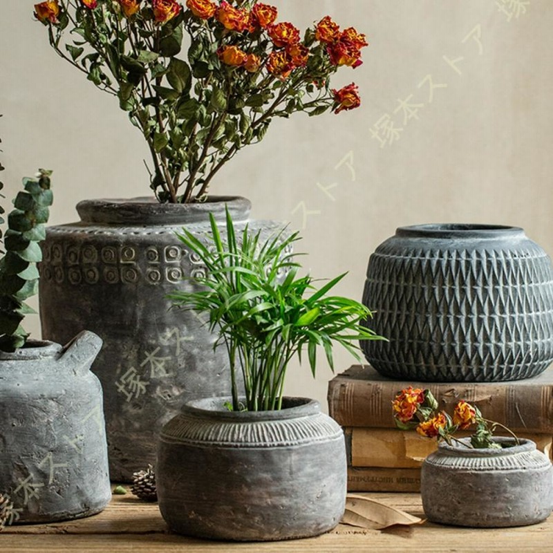 植木鉢 コンクリート製 プランター アフリカ要素 スタイル