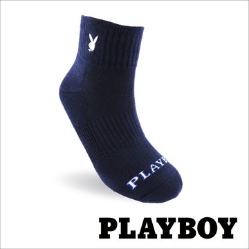【襪款任選3雙$299、7雙$588】PLAYBOY  刺繡純色機能運動男襪-丈青(BF6719)