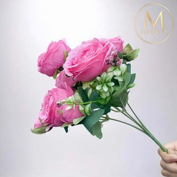 【Floral M】花中之王牡丹花豔麗粉仿真花花材1入組(人造花/仿真花/假花/花藝DIY/裝飾花材)