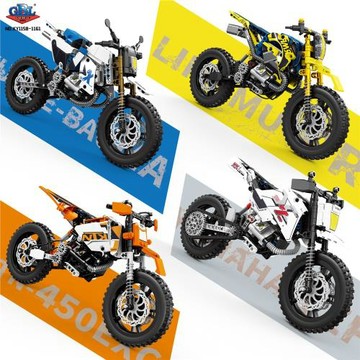 兒童益智力積木拼裝摩托車賽車模型玩具男孩機車拼圖禮物