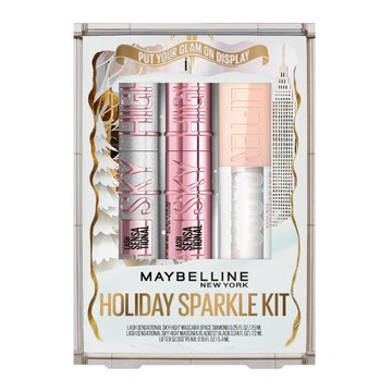 新年跨年預備❤美版Maybelline Lash Sensational Holiday彩妝組睫毛膏兩入+打亮唇釉x1 假日禮盒｜ 防水亮片睫毛膏 歐美抖音SNS狂推|亮眼閃亮片睫毛膏