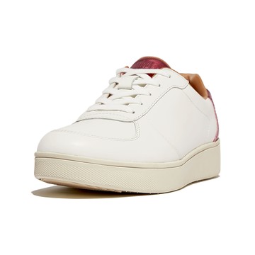 RALLY 金屬後跟皮革拼接休閒鞋-都會白/金屬紅