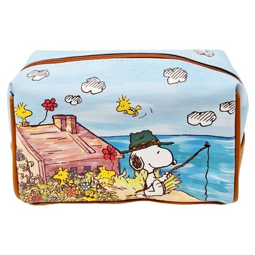 SNOOPY 史努比 史努比大師鉅作大化妝包  18 x 11 x 9cm  漁夫小屋 藍色