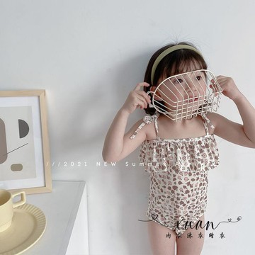 Xuan♥ ins兒童泳衣女童連體可愛吊帶寶寶游泳衣韓國公主中小童沙灘泳裝