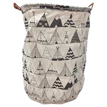 棉麻摺疊洗衣籃 可水洗收納桶 加大容量隨心收納  40 x 50cm  簡約日系 米色 + 黑色  1個