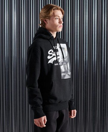Superdry Men's Men's Vintage Logo Nyc Photo Hoodie Black - Size: Xxxl