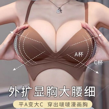 內衣專家 新款加厚墊5cm內衣 一片式無痕無鋼圈內衣 漫畫胸集中爆乳深V內衣 超深事業線 小胸救星 A杯神器