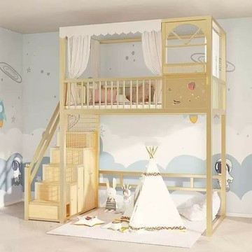 免運公司貨 樹屋床 兒童床 loft树屋高架床 上床 下桌单上层下空复式二楼床 阁楼小户型组合铁床 可開發票 全館五折 工廠現貨直銷 新品特價 z11012