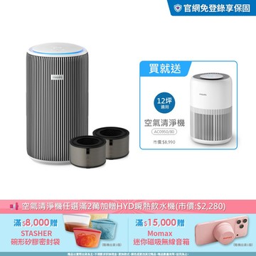 買大送小・再送濾網｜飛利浦抗敏奈米級空氣清淨機(AC3220/80)-適用24坪