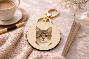 3D紋理 NFC 家庭智能鑰匙圈-貓(BR)(寵物項圈 鑰匙圈) 客製化名片