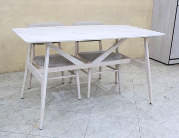 歐風別館夏沐北歐風洗白色實木岩板餐桌基隆至台中免運費