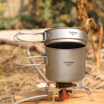 【雲渡小鋪】鈦工匠戶外鈦鍋純鈦湯鍋露營炊具餐具煎鍋鈦合金摺疊套鍋鍋具