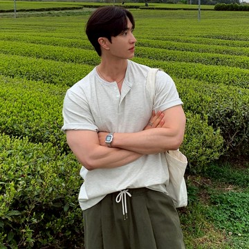 正韓休閒輕柔純棉舒適亨利領短袖上衣 5色 YUPPIE 預購商品 0526