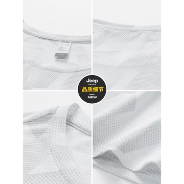 吉普速干冰絲短袖男士2025新款夏季t恤寬松休閑運動上衣爸爸裝男