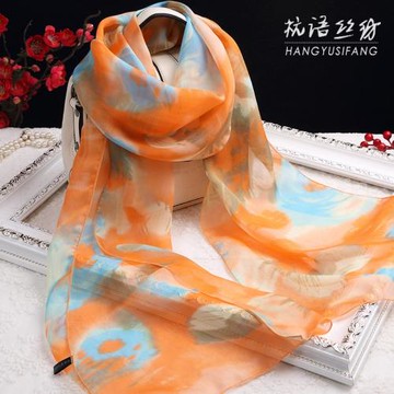 長條窄絲巾領巾杭州桑蠶絲圍巾女百搭長款真絲絲巾披肩春秋冬夏季