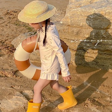 🌸YR🌸 兒童游泳 女童游泳 女童泳裝 泳衣速乾兒童香蕉女童夏季連體長袖寶寶海邊防曬女孩游泳可愛泳裝