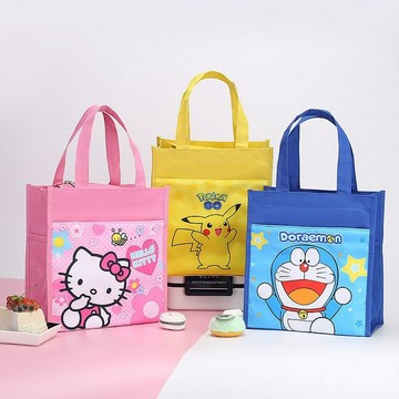 💛限時下殺💛飯盒袋小學生手提防水午餐包大號便攜手拎兒童可愛卡通帆布便噹包