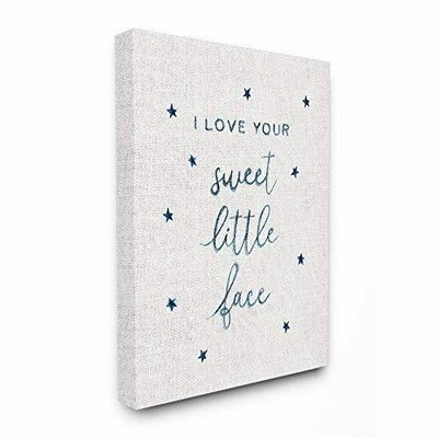 The Kids Room By Stupell I Love Your Sweet Little Face Navy Stars on Linen