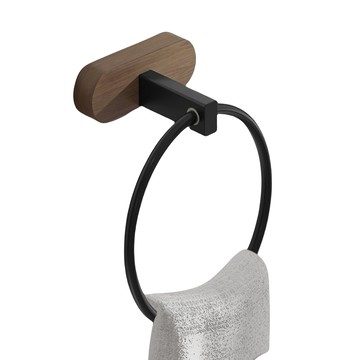 Home of flowers 繁花之家 日式實木毛巾環 升級款 免打孔 毛巾收納 擦手巾架/毛巾架/抹布掛架/浴室收納架  1個  21cm(圓環內徑13.3cm)  復古色