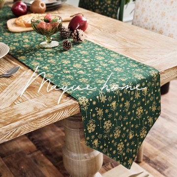 蔓越家    復古圣誕綠色風鈴桌旗燙金工藝茶幾美式鄉村茶幾電視柜