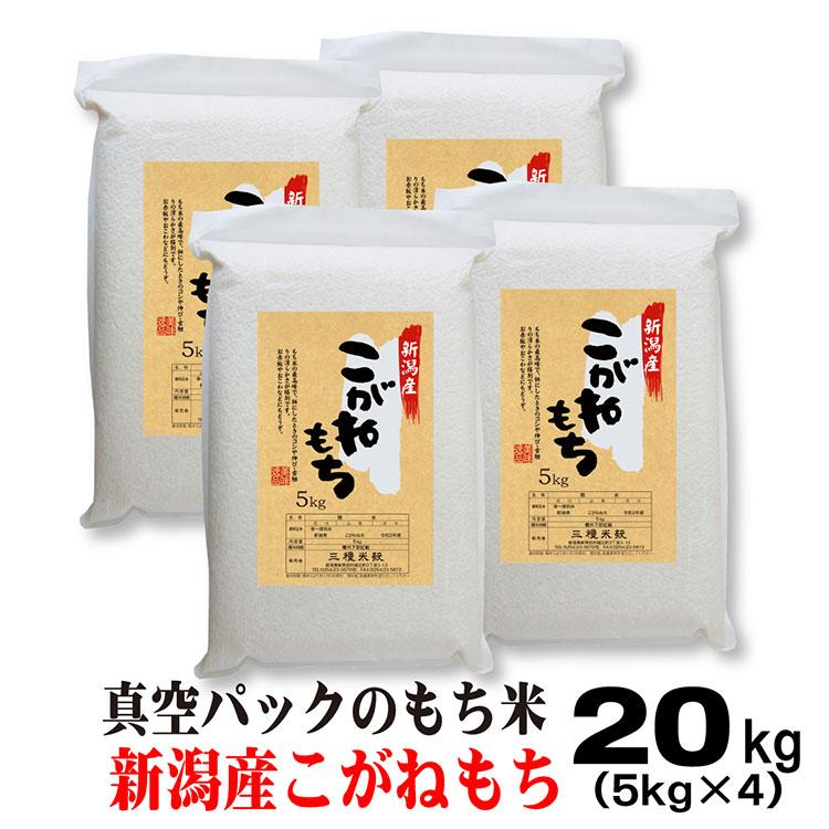 米 令和5年産 もち米 こがねもち 20ｋｇ（5ｋｇ×4）新潟県産