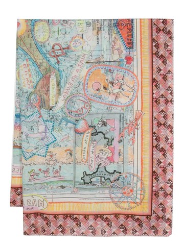 Faliero Sarti - Formentera illustration-print scarf - unisex - Cotton/Modal/Cashmere - One Size - Blue