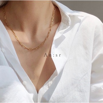 An:sr—「設計款 鏈條 項鍊 手鏈」金 氣質 百搭D0032