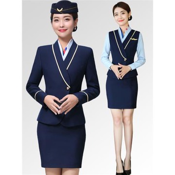 職業女套裝高端南航空姐制服空乘禮儀高鐵乘務員前臺接待工作裝夏