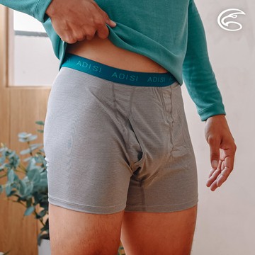 ADISI 男銅纖維抗菌消臭四角內褲(寬版) AUP2411118 (S-3XL) 瓷灰｜抑菌 除臭 吸濕排汗 快乾 彈性 透氣 輕量